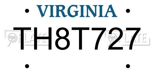TH8T727 Virginia License Plate