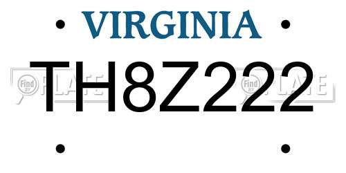TH8Z222 Virginia License Plate