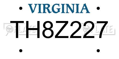 TH8Z227 Virginia License Plate