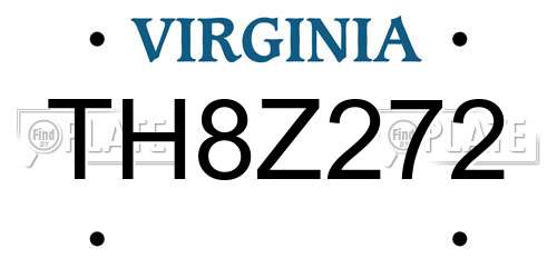 TH8Z272 Virginia License Plate