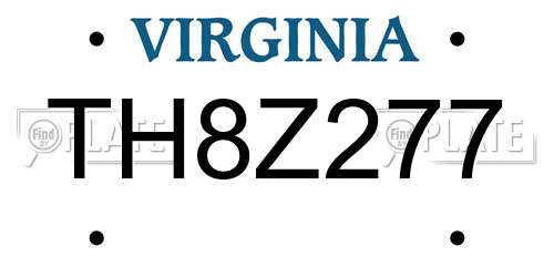 TH8Z277 Virginia License Plate