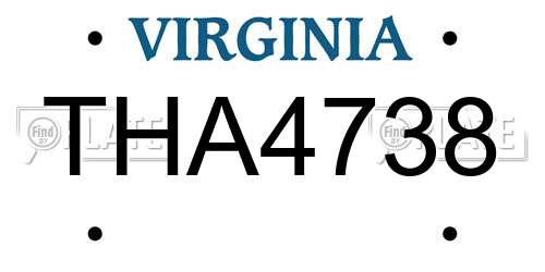 THA4738 Virginia License Plate