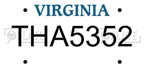 THA5352 Virginia License Plate