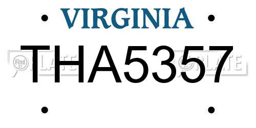 THA5357 Virginia License Plate