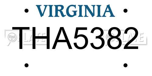 THA5382 Virginia License Plate