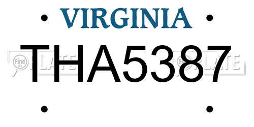 THA5387 Virginia License Plate