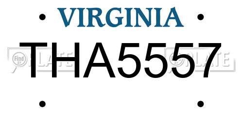 THA5557 Virginia License Plate