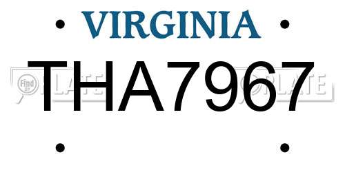 THA7967 Virginia License Plate