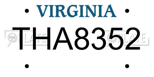THA8352 Virginia License Plate