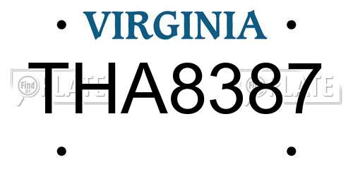 THA8387 Virginia License Plate