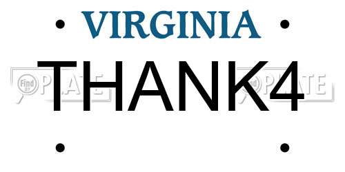 THANK4 Virginia License Plate