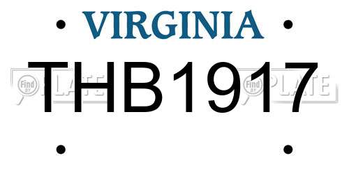 THB1917 Virginia License Plate
