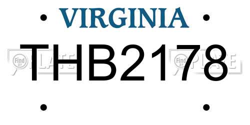 THB2178 Virginia License Plate