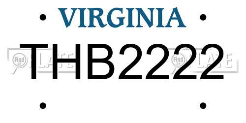 THB2222 Virginia License Plate