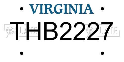 THB2227 Virginia License Plate