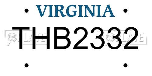 THB2332 Virginia License Plate