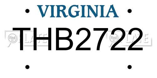THB2722 Virginia License Plate