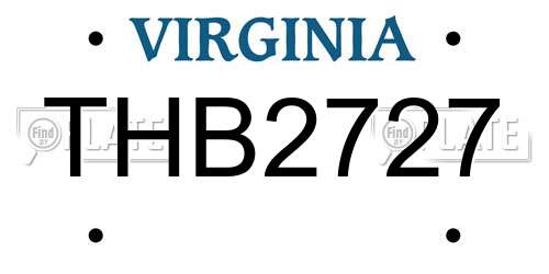 THB2727 Virginia License Plate