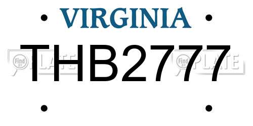 THB2777 Virginia License Plate