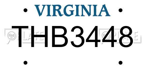 THB3448 Virginia License Plate