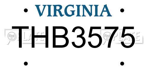 THB3575 Virginia License Plate