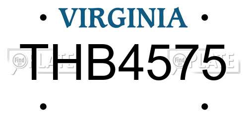THB4575 Virginia License Plate