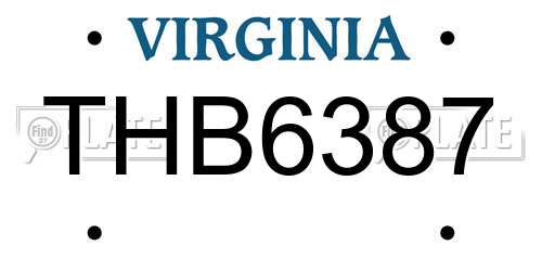 THB6387 Virginia License Plate