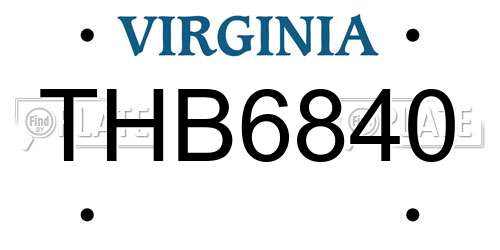 THB6840 Virginia License Plate