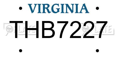 THB7227 Virginia License Plate
