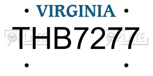 THB7277 Virginia License Plate