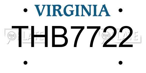 THB7722 Virginia License Plate