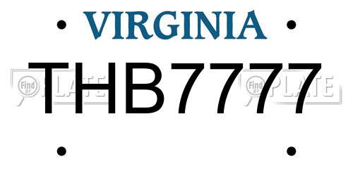 THB7777 Virginia License Plate