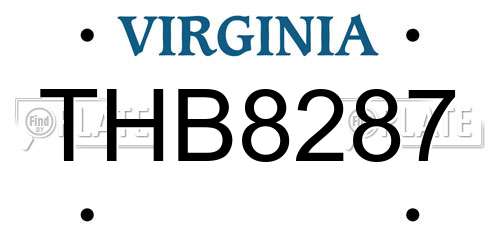 THB8287 Virginia License Plate