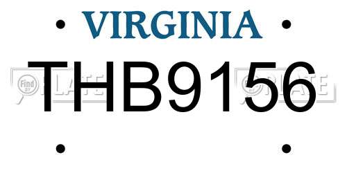 THB9156 Virginia License Plate