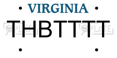 THBTTTT Virginia License Plate