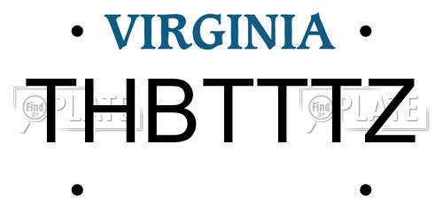 THBTTTZ Virginia License Plate