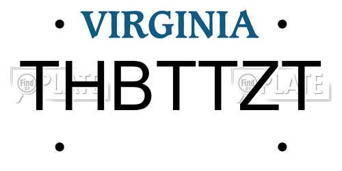 THBTTZT Virginia License Plate