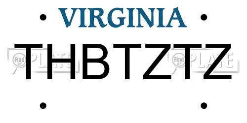 THBTZTZ Virginia License Plate