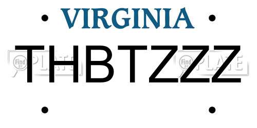 THBTZZZ Virginia License Plate
