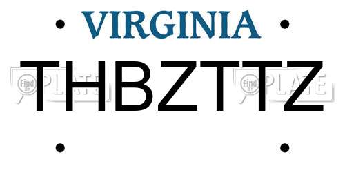 THBZTTZ Virginia License Plate