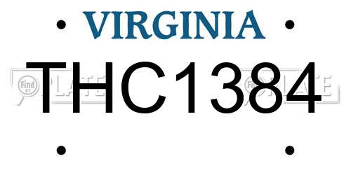 THC1384 Virginia License Plate