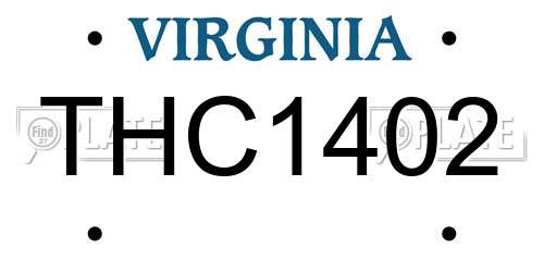 THC1402 Virginia License Plate