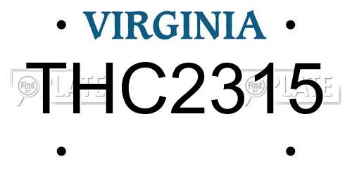THC2315 Virginia License Plate