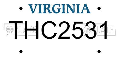 THC2531 Virginia License Plate
