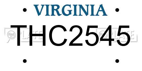 THC2545 Virginia License Plate