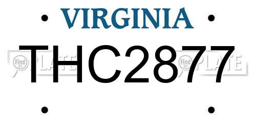 THC2877 Virginia License Plate