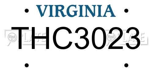 THC3023 Virginia License Plate