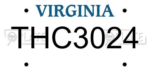THC3024 Virginia License Plate