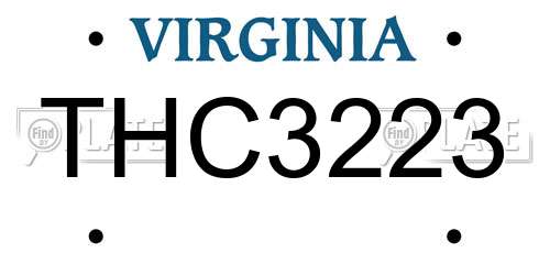 THC3223 Virginia License Plate