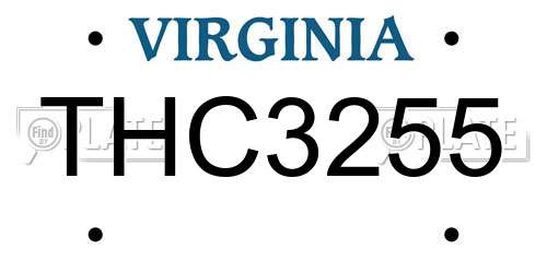 THC3255 Virginia License Plate
